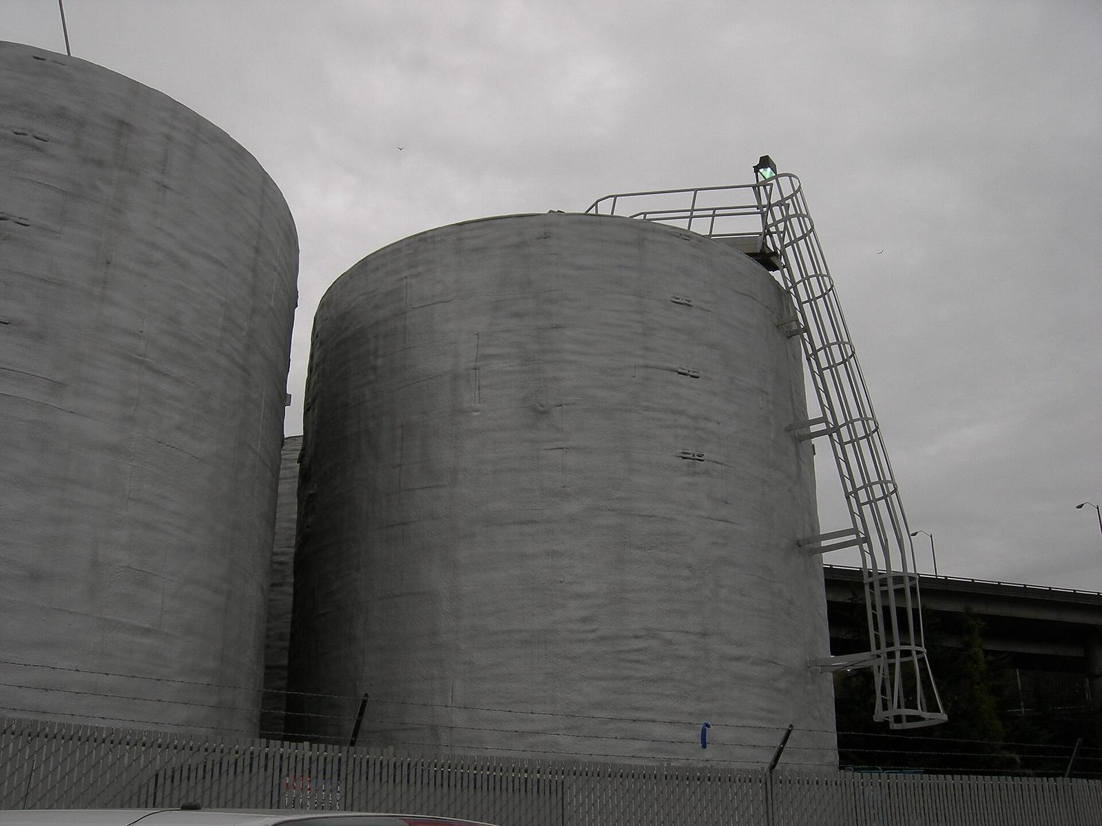 Brewery stainless fermentation tanks in a row